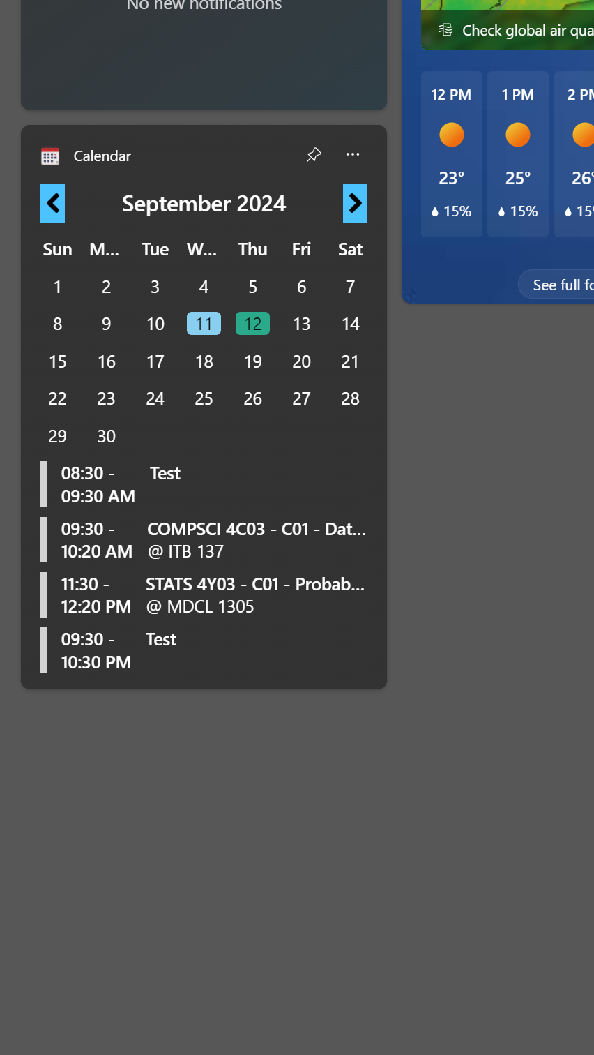 Calendar Widget Screenshot